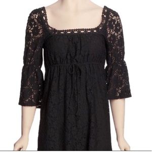 -Laundry- black crochet boho bell sleeve dress